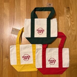 Trader Joe's Mini Canvas Tote Bags Trio
